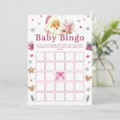 ピンクサンタクリスマスクッキー赤ちゃんシャワービンゴゲーム 招待状 (スタンド正面)