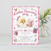 ピンクサンタクリスマスクッキー飾のパーティー 招待状 (スタンド正面)