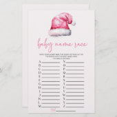 ピンクサンタクリスマスネームレースベビーシャワーゲーム 便箋 (正面/裏面)