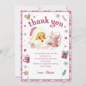 ピンクサンタクリスマス誕生日サンキューカード 招待状 (正面)