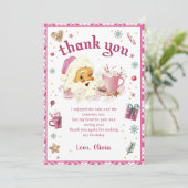 ピンクサンタクリスマス誕生日サンキューカード 招待状 (スタンド正面)