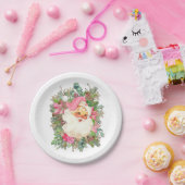 ピンクサンタクロースとフローラスプレー ペーパープレート (パーティー)