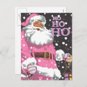 ピンクサンタクロースのクリスマスカード シーズンポストカード (正面/裏面)
