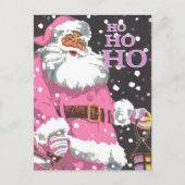 ピンクサンタクロースのクリスマスカード シーズンポストカード (正面)