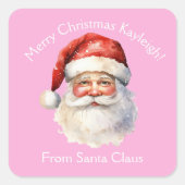 ピンクサンタクロースカスタムガールズクリスマスギフト スクエアシール (正面)