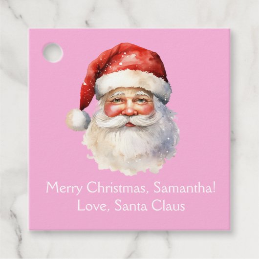 ピンクサンタクロースカスタムガールズクリスマスパーティー フェイバータグ (正面)