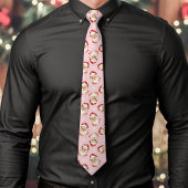 ピンクサンタクロースクリスマススノーフレークホリデー ネクタイ