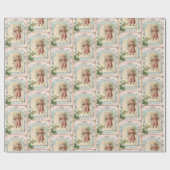 ピンクサンタクロースクリスマスビクトリアンスタイル ラッピングペーパー (フラット)
