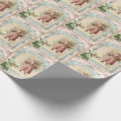 ピンクサンタクロースクリスマスビクトリアンスタイル ラッピングペーパー (角)
