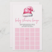 ピンクサンタハットクリスマスビンゴベビーシャワーゲーム 便箋 (正面/裏面)