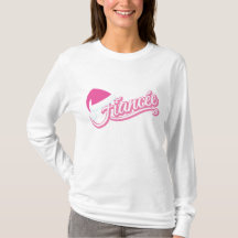 ピンクサンタハットフィアンセ長袖Tシャツホワイト