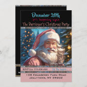 ピンクサンタブリーズクリスマスパーティの招待状 招待状 (正面/裏面)