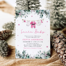 ピンクサンタベビークリスマスクロースレインベビーシャワー 招待状