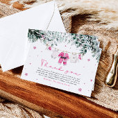 ピンクサンタベビークリスマスベビーシャワーありがとう 招待状