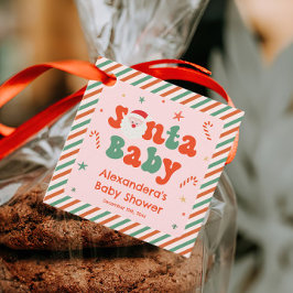 ピンクサンタベビークリスマスベビーシャワー フェイバータグ