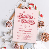 ピンクサンタベビークリスマスベビーシャワー 招待状
