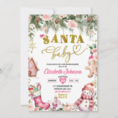 ピンクサンタベビーフローラクリスマスベビーシャワー 招待状 (正面)