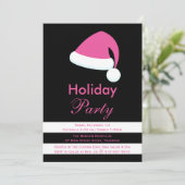 ピンクサンタ企業のホリデーパーティー招待状 招待状 (スタンド正面)