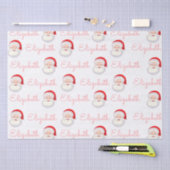 ピンクサンタ顔パーソナライズクリスマスホリデーギフト 薄葉紙 (クラフト)