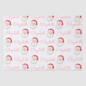 ピンクサンタ顔パーソナライズクリスマスホリデーギフト 薄葉紙 (正面)