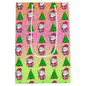 ピンクサンタ&クリスマスツリー ミディアムペーパーバッグ (裏面)