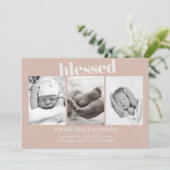 ピンクサンドストーンタイポグラフィベビーシャワーのお知らせ 招待状 (スタンド正面)