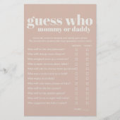 ピンクサンドストーンタイポグラフィベビーシャワーママパパゲーム チラシ (正面)