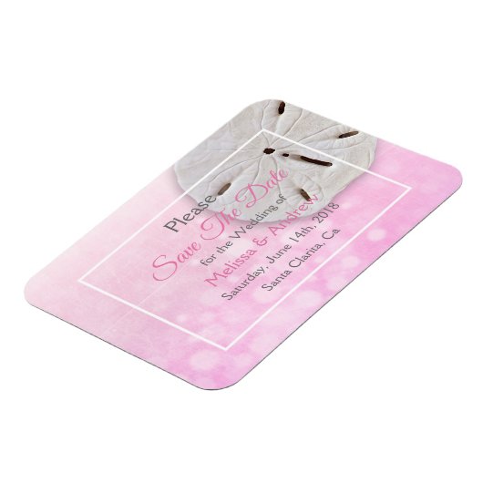 ピンクサンドドルウェディング日付磁石を保存 マグネット (左側)