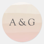 ピンクサンド |水グラデーション色モノグラ結婚ム ラウンドシール (正面)