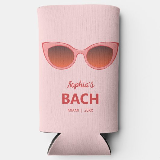 ピンクサンニー、キャットアイサングラスフェミニン、シェード スリム缶クーラー (正面)