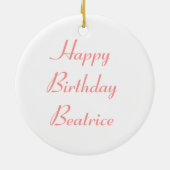 ピンクサンフラワーカスタム誕生日 セラミックオーナメント (裏面)