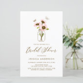 ピンクサンフラワーズインメイソンジャーブライダルシャワー招待状 (スタンド正面)