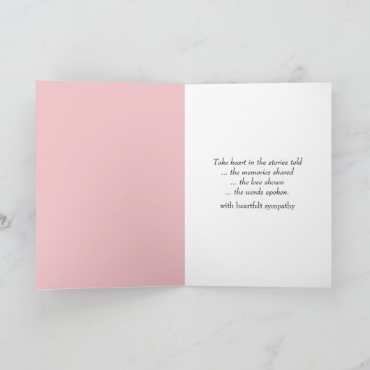 ピンクサンフラワーフィールドとサンシャイン悔やみや弔慰 カード (内部)