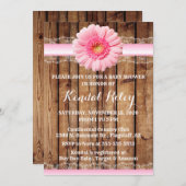 ピンクサンフラワーベイビーシャワー招待状 招待状 (正面/裏面)