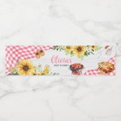 ピンクサンフラワーBBQベビーシャワー ペットボトルラベル (シングルラベル)