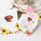 ピンクサンフラワーBBQベビーシャワー 招待状