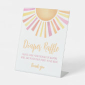 ピンクサンベビーシャワーおむつラッフル 台座サイン (正面)