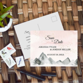 ピンクサンライズマウンテンウェディング日付を保存 案内ポストカード