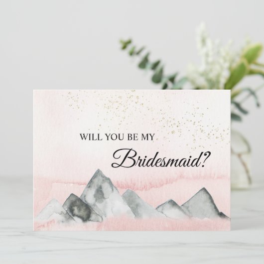 ピンクサンライズマウンテンブライデスメイド提案カード 招待状 (スタンド正面)