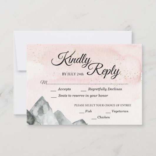 ピンクサンライズマウンテンレスポンスカードの食事の選択 出欠カード (正面)