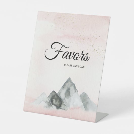 ピンクサンライズマウンテン結婚式の引き出物ペデスタルサイン 台座サイン (正面)