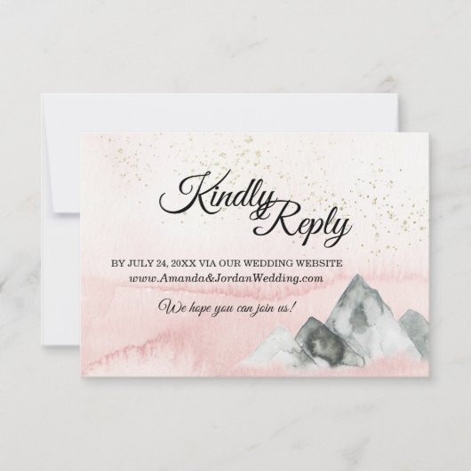 ピンクサンライズマウン結婚テンのウェブサイト 出欠カード (正面)