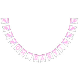 ピンクサーカスかわいい象の赤ちゃんシャワーああベビー バンティングフラッグ