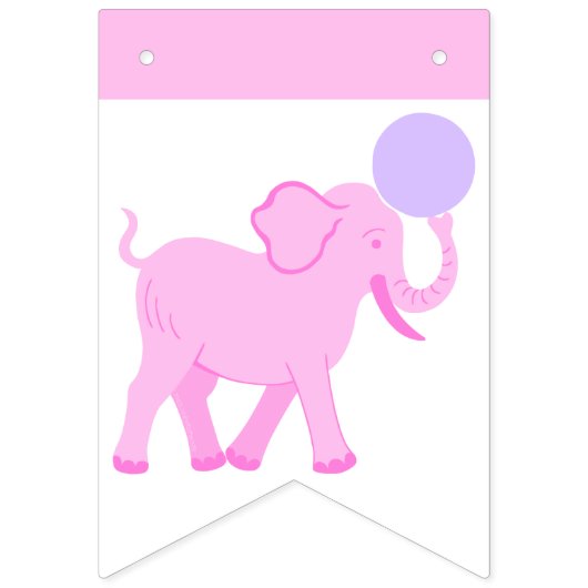 ピンクサーカスかわいい象の赤ちゃんシャワーああベビー バンティングフラッグ (第3の旗)