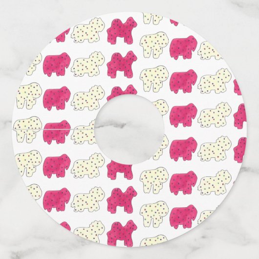 ピンクサーカスアニマルクラッカークッキーパーティー ワイングラスタグ (正面)