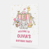 ピンクサーカス誕生日へようこそ アクリルサイン (傾斜)