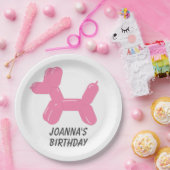 ピンクサーカス風船動物型犬 ペーパープレート (パーティー)