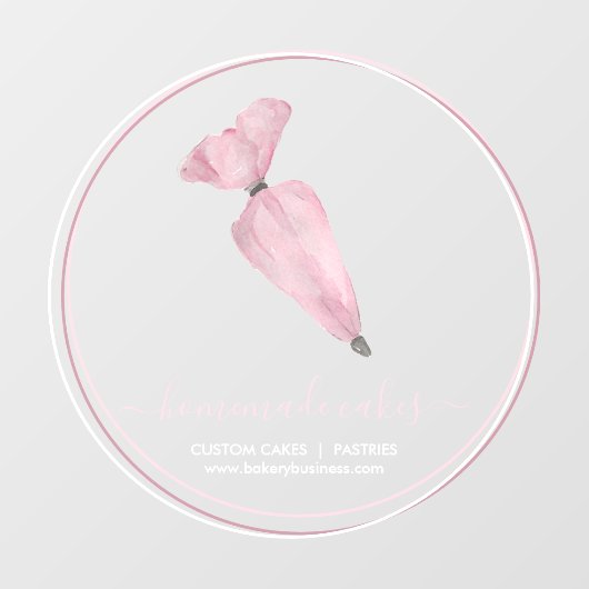 ピンクサークルフレームロゴペストリーバッグベーカリー ウィンドウサイン (シート)