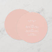 ピンクサークル結婚式プレートメニュー エレガントなカリグラフィー 案内状 (正面/裏面)