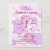 ピンクサークル誕生日ガール招待状 招待状 (正面)